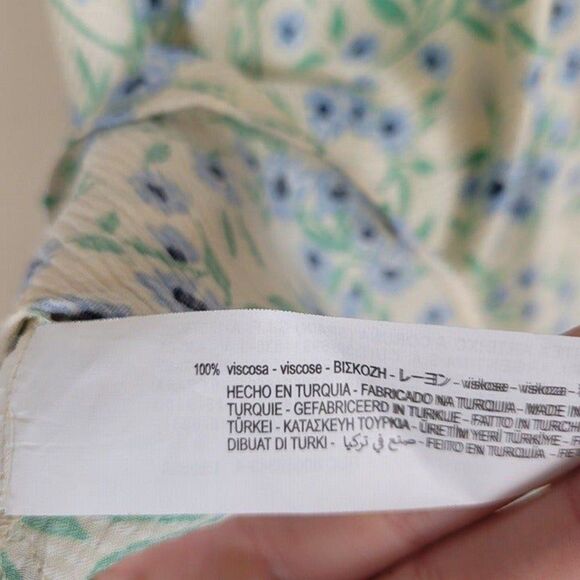 Zara S Structured Floral Mini Slip Dress Cowl Neck Strappy Racerback Ivory Blue - Picture 11 of 12